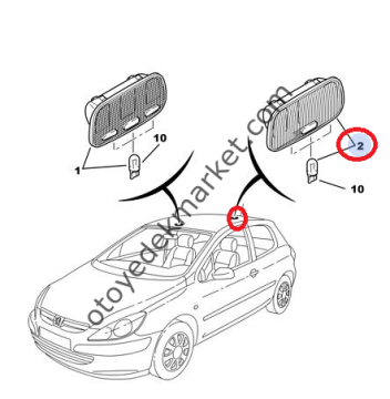 PEUGEOT 307 2006+ TAVAN LAMBASI ARKA (ORJİNAL)