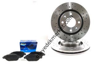 Peugeot 206 GTİ (2001-2004) Delikli Spor Ön Fren Disk ve Balata Seti (Ayd)