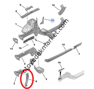 Citroen C3 (2017-2024) Ön Sağ Şase Ucu Yan Sacı (Orijinal)