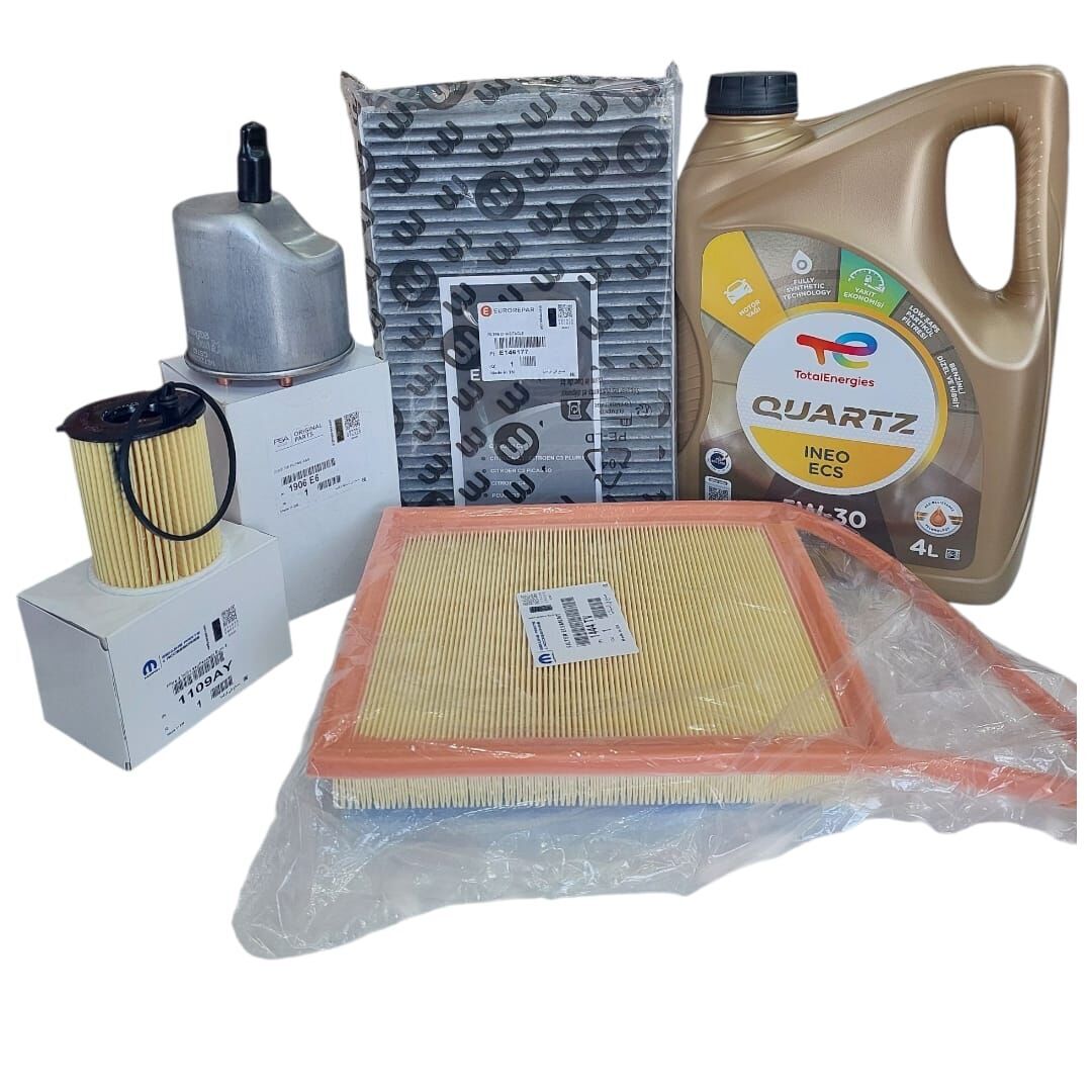 Citroen C4 (2011-2015) 1.6 Hdi Euro 5 Filtre Bakım Seti (Orijinal) Ve 5w30 Motor Yağ
