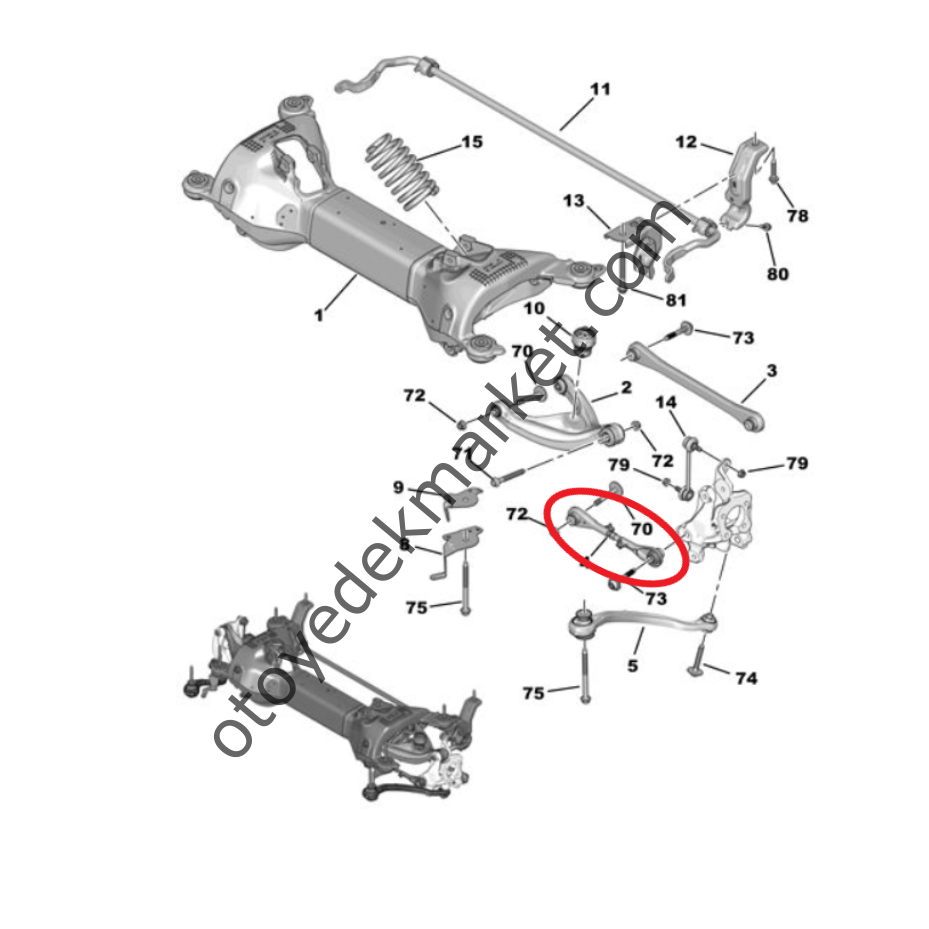 Peugeot 508 (2019-2023)  Arka Süspansiyon Kolu (Orijinal)