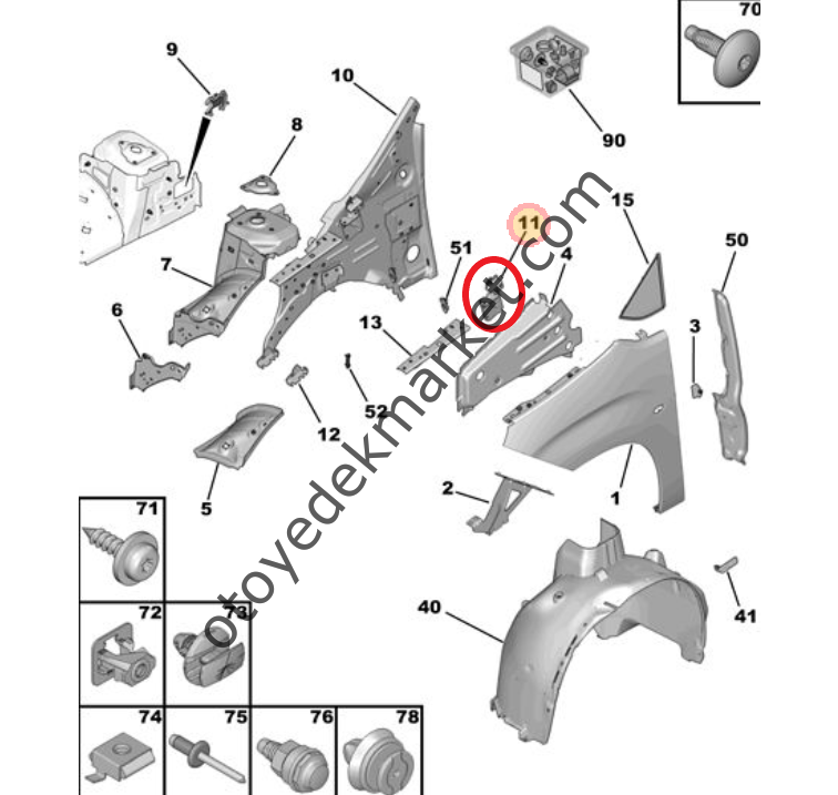 Citroen Berlingo (2019-2024) Kaput Sağ Menteşe Ayağı (Orijinal)