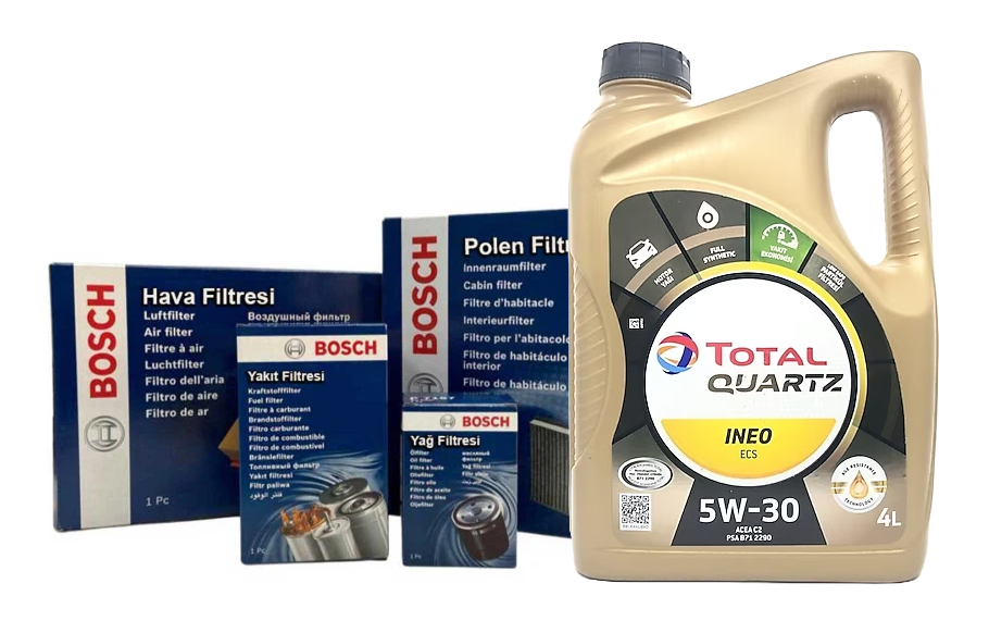 Peugeot 3008 (2018-2024) 1.5 Blue Hdi Filtre Bakım Seti + Total 5w30 Motor Yağı (Bosch)