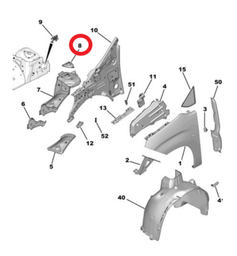 Citroen Berlingo (2019-2024) Amortisör Kule Takviye Sacı (Orijinal)