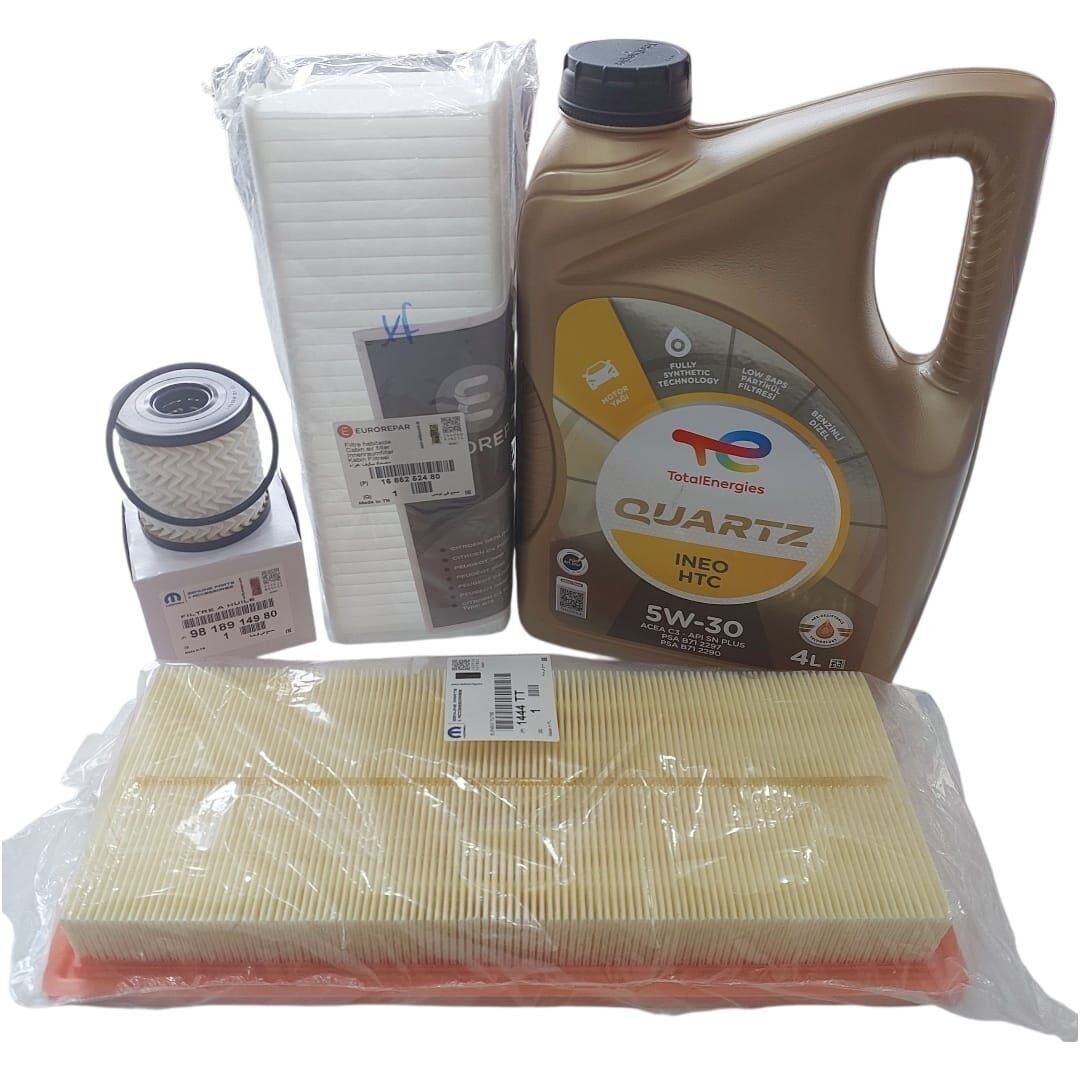 Peugeot 3008 (2016-2025) 1.6 PureTech Benzinli Filtre Bakım Seti Ve 5w30 Htc Motor Yağ (Orijinal)