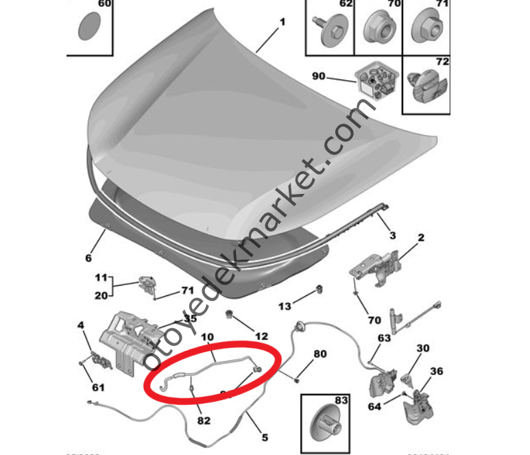 Peugeot 408 (2023-2024) Kaput Tutma Demir Çubuğu (Orijinal)