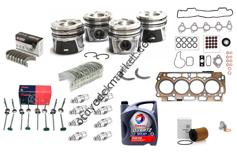 Peugeot Partner Tepee (2008-2012) 1,6 HDI Euro4 Komple Motor Seti piston tk.ana kol yatak,contalar,subap tk.yağ,