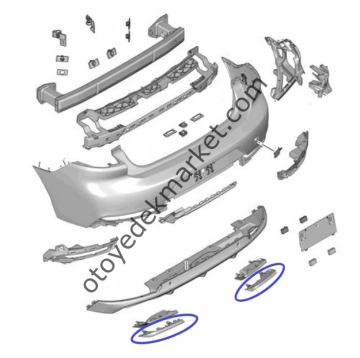 Citroen C5 Aircross (2019-2025) Arka Tampon Egzoz Kapağı Takımı (Orijinal)