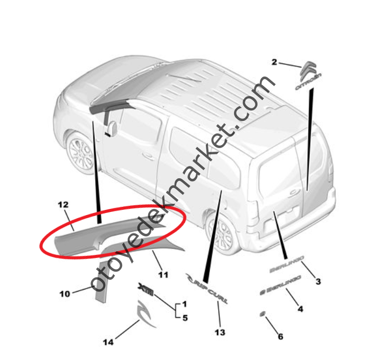 Citroen Berlingo (2019-2024) Sağ Ön Kapı Direk Yapışkanı Bandı (Orijinal)