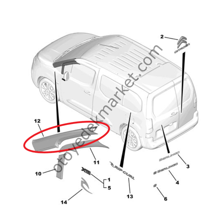 Citroen Berlingo (2019-2024) Sol Ön Kapı Direk Yapışkanı Bandı (Orijinal)