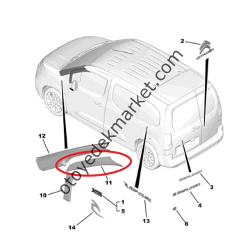 Citroen Berlingo (2019-2024) Sol Ön Kapı Direk Yapışkanı Bandı (Orijinal)