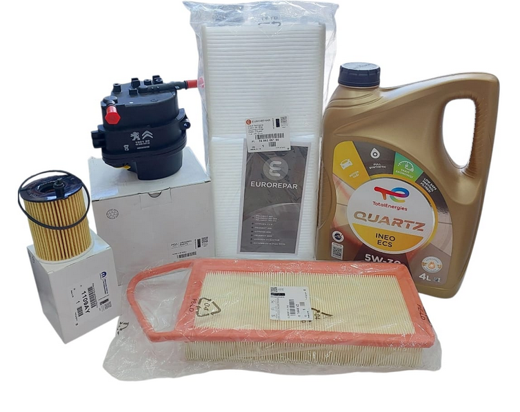 Citroen C2 (2003-2008) 1.4 Hdi Filtre Seti (Orijinal) + 5W 30 Motor Yağı