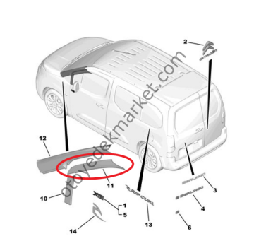 Citroen Berlingo (2019-2024) Sağ Ön Kapı Direk Yapışkanı Bandı (Orijinal)