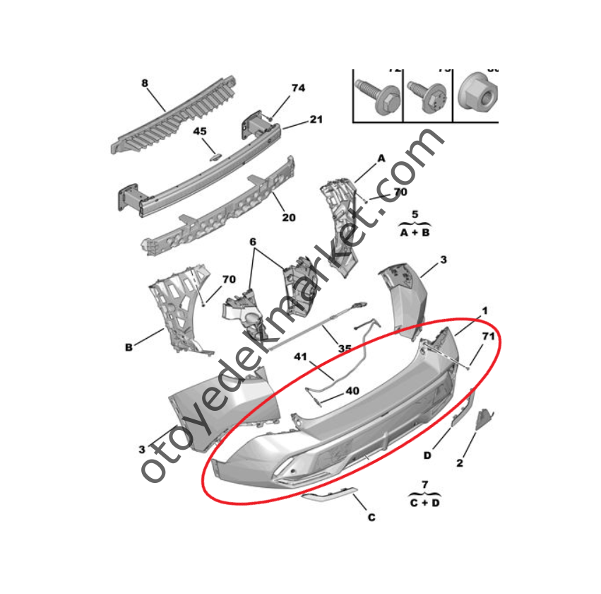Peugeot 408 (2023-2024) Arka Tampon (Orijinal)