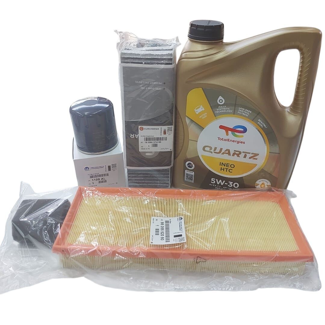 Peugeot 208 (2021-2024) 1.2 Benzinli Karbon Polenli Filtre Bakım Seti + 5w30 HTC Yağlı (Orijinal)