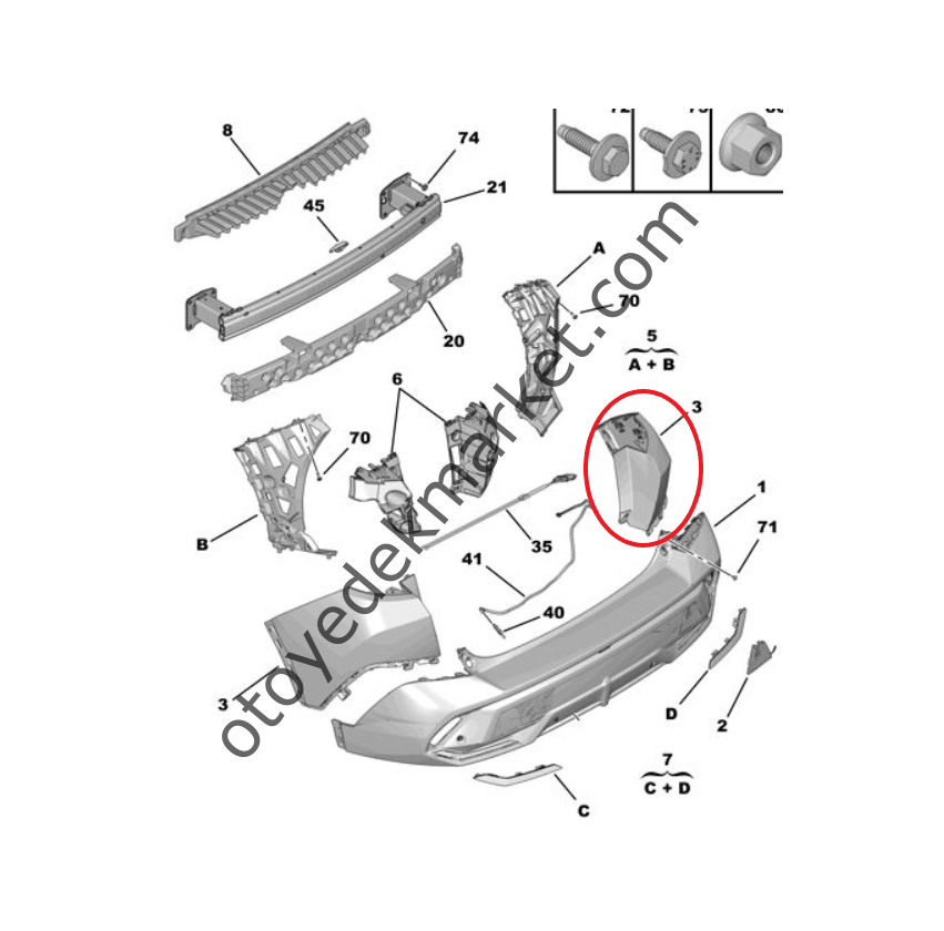 Peugeot 408 (2023-2024) Arka Tampon Sağ Köşe (Orijinal)