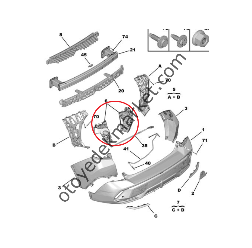 Peugeot 408 (2023-2024) Arka Tampon Bağlantı Braket Ayağı (Orijinal)