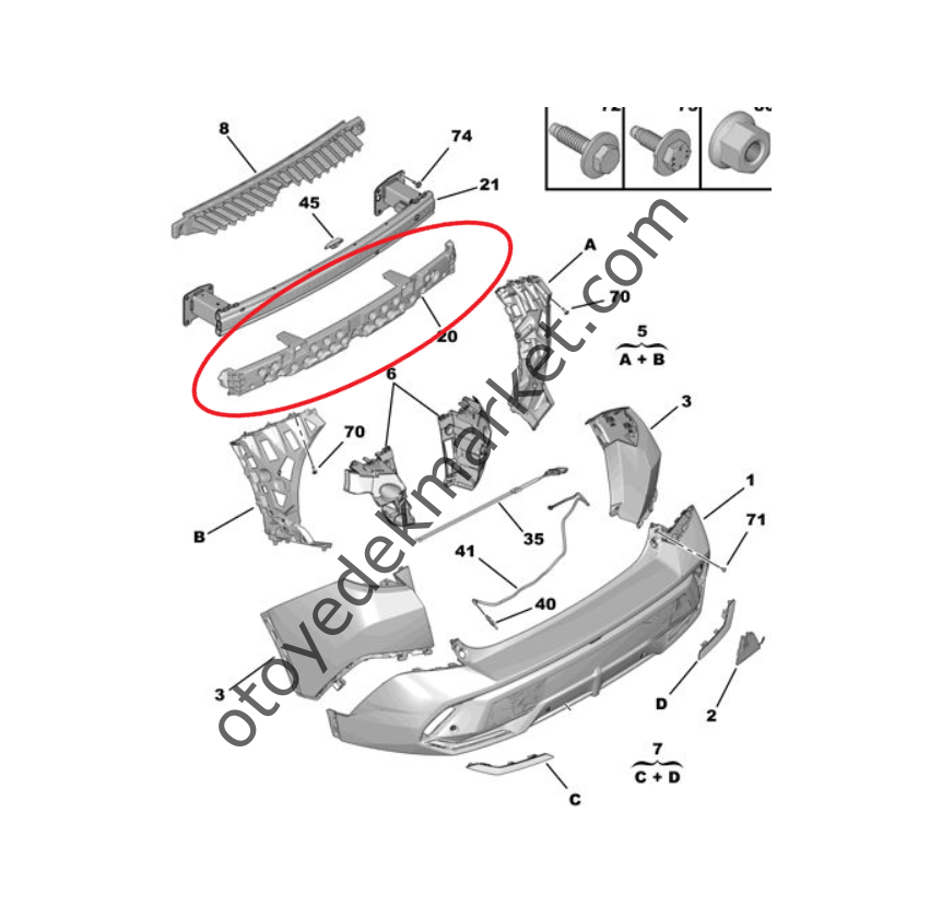 Peugeot 408 (2023-2024) Arka Tampon Darbe Emici - Elektrikli Araç (Orijinal)