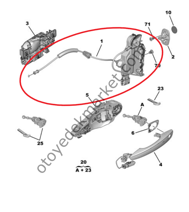 Citroen C3 (2017-2024) Sağ Ön Kapı Kilidi (Orijinal)