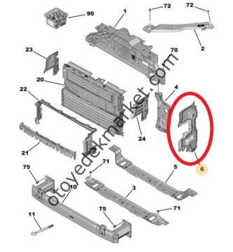 Citroen Berlingo (2019-2024) Ön Panel Sağ Havalandırma Plastiği (Orijinal)