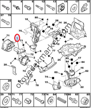 PEUGEOT 307 (2001-2009) 1.6 BENZİNLİ SAĞ ÜST MOTOR TAKOZU (ORİJİNAL)