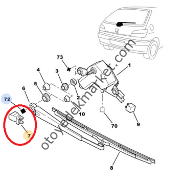 PEUGEOT 306 ARKA SİLECEK KOL KAPAĞI