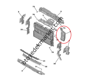 Citroen Berlingo (2019-2024) Ön Panel Sol Yan Destek Bağlantı Braketi (Orijinal)