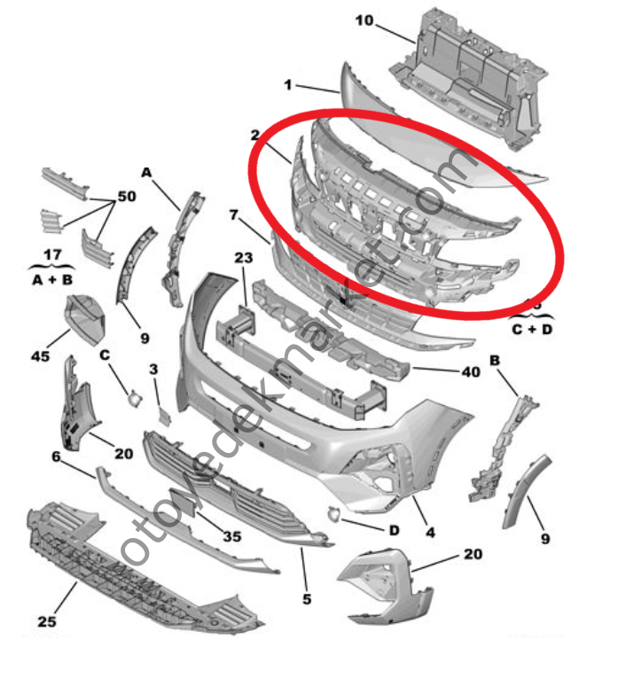 Peugeot Rifter (2024-2025) Ön Tampon Üst Izgarası (Orijinal)
