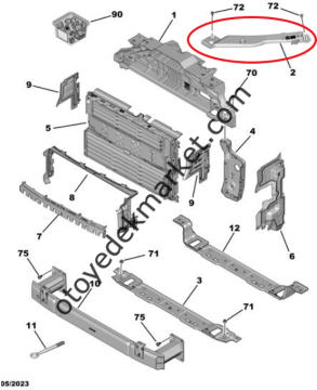 Citroen Berlingo (2019-2024) Ön Panel Travers Yan Plastik Bakaliti, Sağ (Orijinal)
