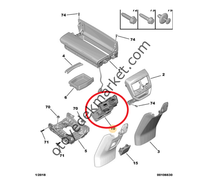 Peugeot 3008 (2016-2023) Arka Bölüm Havalandırma Izgarası (Orijinal)