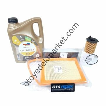 Citroen C-Elysee (2012-2017) 1.6 Hdı Filtre Bakım Seti (Mazot Filtresiz) (Orijinal) Ve 5W30 Motor Yağ