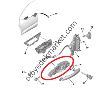 Peugeot 3008 (2016-2023) Sol Ön Kapı Dış Kol Tutucu Kaliper (Orijinal)