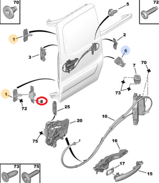 Citroen Berlingo (2008-2019) Sağ Sürgülü Kapı Dayanağı (Orijinal)