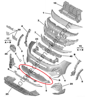 Peugeot Rifter (2024-2025) Ön Tampon Alt Izgarası (Orijinal)