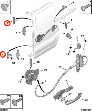 PEUGEOT PARTNER TEPEE (2008-2019) SAĞ SÜRGÜLÜ KAPI KİLİT KARŞILIĞI (ORİJİNAL)