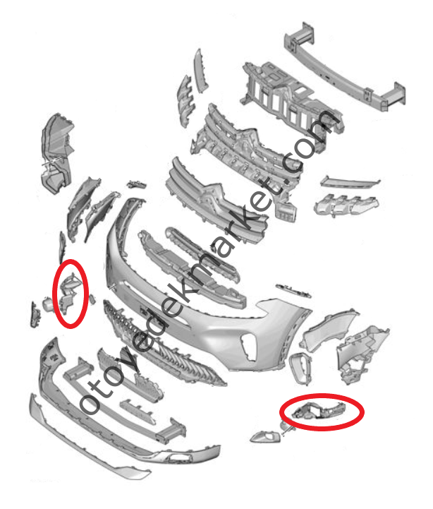 Citroen C5 Aircross (2022-2025) Ön Tampon Sis Far Çerçeve Takımı Bağlantı Braketi (Orijinal)