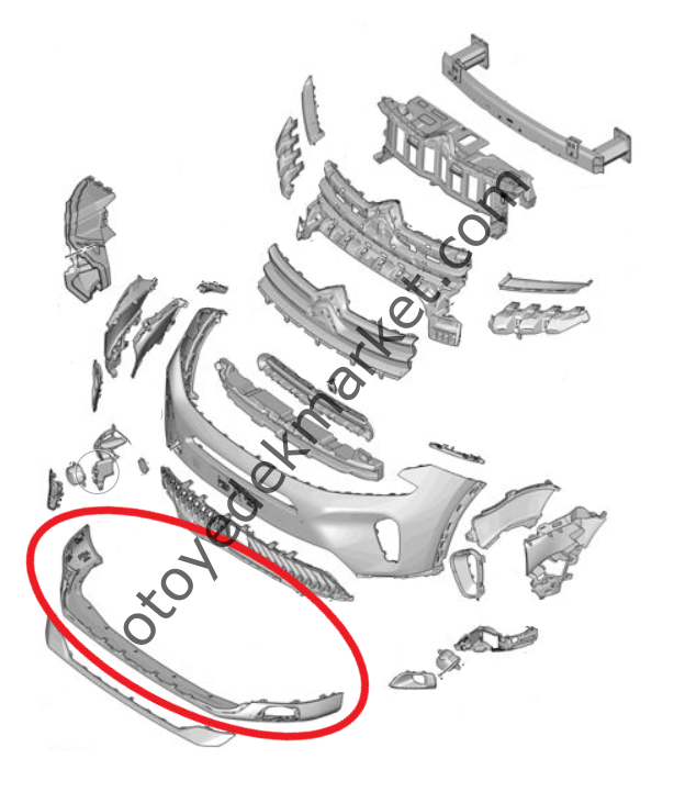 Citroen C5 Aircross (2022-2025) Ön Tampon Alt Spoyler (Orijinal)
