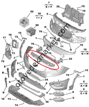 Citroen Berlingo (2019-2024) Ön Tampon Darbe Emici Plastiği (Orijinal)