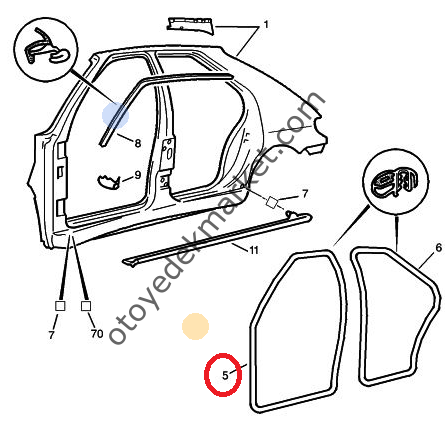 PEUGEOT 306 ÖN KAPI FİTİLİ (ORJİNAL)