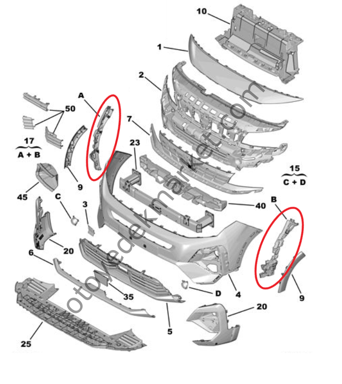 Peugeot Rifter (2024-2025) Ön Tampon Yan Bağlantı Ayağı (Orijinal)