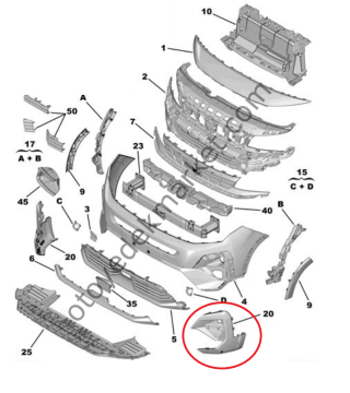 Peugeot Rifter (2024-2025) Ön Tampon Sol Yan Plastik Çıtası (Orijinal)