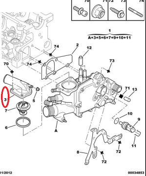 PEUGEOT PARTNER (2003-2008)  2.0 HDI TERMOSTAD KAPAĞI (ORJİNAL)