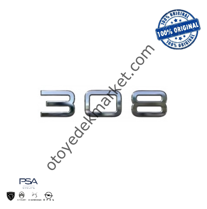 Peugeot 308 (2022-2023) Arka ''308'' Yazısı (Orijinal)