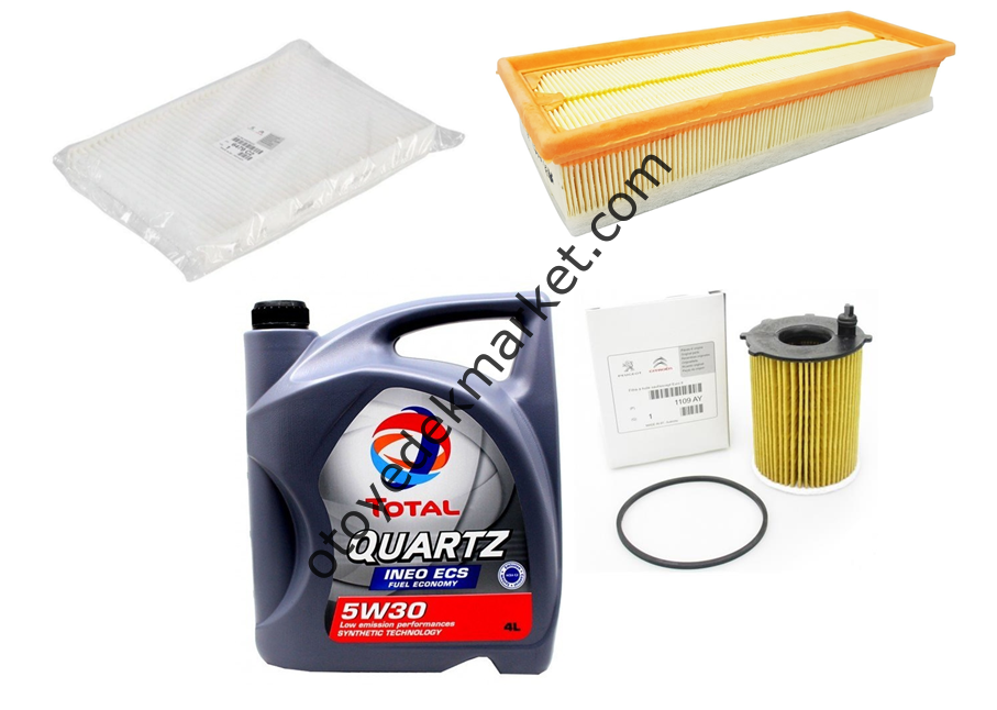 PEUGEOT 308 (2007-2010) 1.6 DİZEL FİLTRE SETİ MAZOT FİLTRESİZ+5W30  (Orjinal)