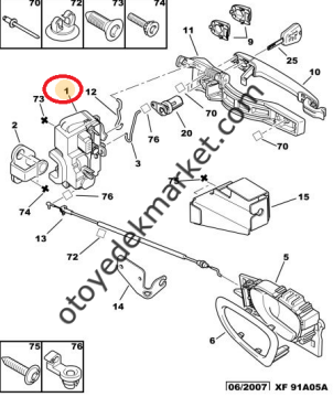 Peugeot Partner (2003-2008) Merkezi Kilitsiz Ön Kapı Kilidi Sol (İthal)
