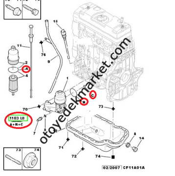 Citroen C3 (2003-2010)  1.4 Benzinli Yağ Filtre ve Soğutucu Contaları (Orijinal)