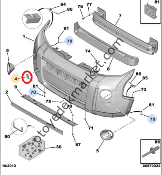 PEUGEOT BİPPER (2008-2017) ÖN TAMPON ÇEKİ DEMİR KAPAĞI (ORİJİNAL)