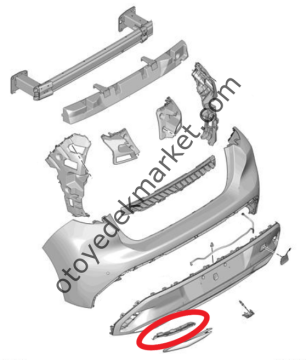 Peugeot 308 (2022-2023) Arka Tampon Sol Izgara Kapağı (Orijinal)