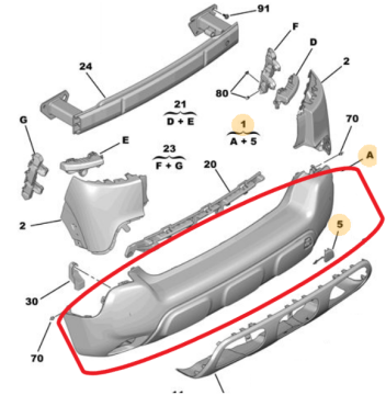 Citroen C3 Aircross (2022-2024) Arka Tampon (Orijinal)