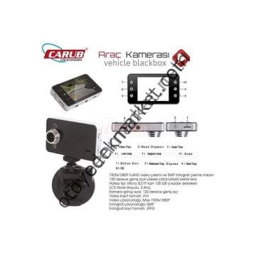 ARAÇ KAYIT KAMERASI 2.4 INC EKRANLI VANTUZLU 12V